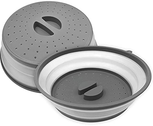 LURICO Mikrowellen Abdeckung, 2 Stück Microwellenabdeckungen 26 cm, Faltbare Mikrowellenhaube, Mikrowelle Abdeckhaube, Mikrowellenabdeckungen, Nudelsieb Kunststoff für Obst und Gemüse, BPA-Frei