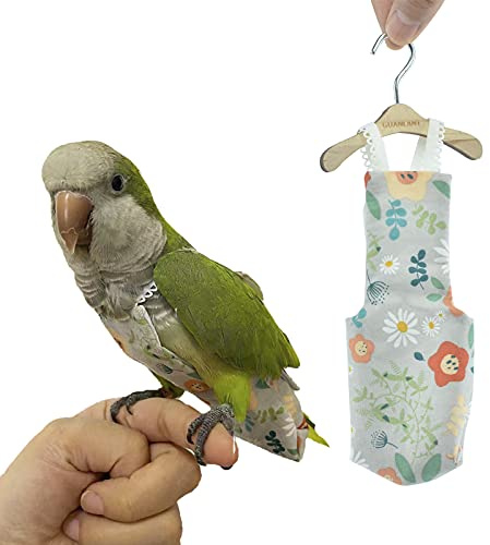 GUANLANT Bird Diaper Cockatiel Clothes Flight Suite, Quaker Parrot Diaper Flight Clothes, Bird Reusable Training Nappy Suit Liners with Hanger Leash Hole for Sun Conure Senegal