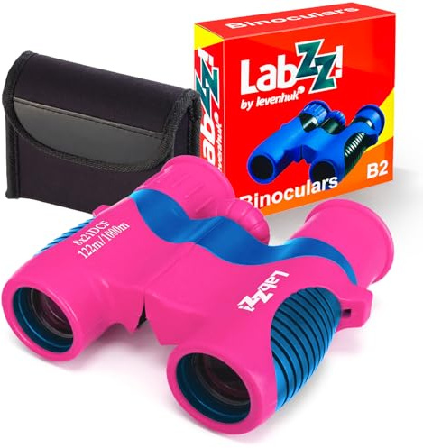 Levenhuk LabZZ B2 8x21 – Binocolo Compatto per Bambini dai 3 ai 7 Anni – Regalo Giocattolo Perfetto – Leggero e Ideale per Birdwatching Campeggio Escursioni Safari e Giochi all’Aperto, Rosa