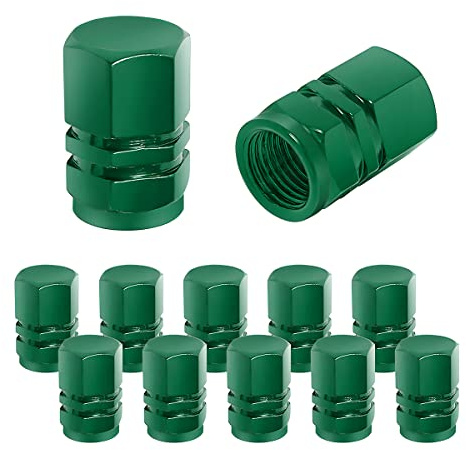 CGEAMDY Tapa de Válvula de Neumático, 12 Piezas Cubrepolvo de Aluminio para Rueda de Coche, Impermeable y Resistente, Válvula de Neumático Universal para Coches, Camiones, Motos, SUVs (Verde)