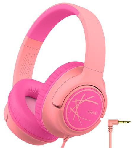 iClever Kopfhörer Kinder, Kinderkopfhörer mit Kabel Sichere Lautstärke 85dBA, Stereo Sound, Over Ear Faltbare 3.5 mm Jack Kopfhörer für Kinder für iPad, Tablets, Schule, Reisen