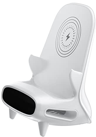 Station de Charge sans Fil, Mini Chaise Portable, Chargeur sans Fil pour Tous Les Téléphones, Station de Charge sans Fil 15 W, Support de Chargeur de Téléphone (Blanc)