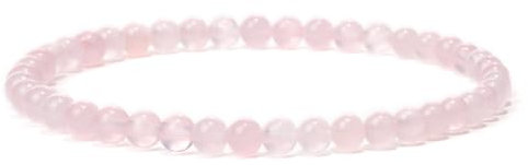 Landorilo Naturstein Perlen Heilstein Armband aus 4mm Runde Steinperlen, Yoga Armbänder für Damen Herren, Glücksarmband, Exquisite Geschenke, Ersatzperlen Inklusive(R Rosenquarz)