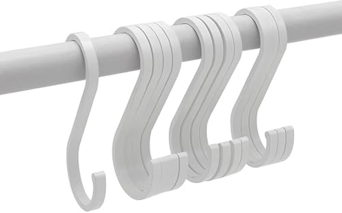 UDENIS S Shaped Hooks Aluminum, Heavy Duty Large Metal for Hanging Plants, Coffee Cups, Clothes, Pots and Pans in Kitchen, Bathroom, Workshop, Garden,Jean Pant Hooks for Closet,12 Pack Matte White