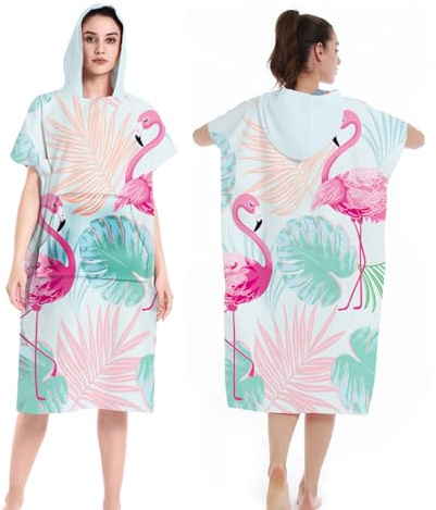 LOMTRATS Polaire Double Face avec Poches Cape de Surf à séchage Rapide Serviette de Change Peignoir à Capuche pour Femmes et Hommes Natation Plage Surf Plongée Bain à Domicile