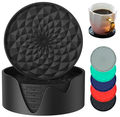 YUGUARD Silicone Coasters Set for Table [6 Pack] - Cup Drink Coasters for Home Kitchen Dining Decor