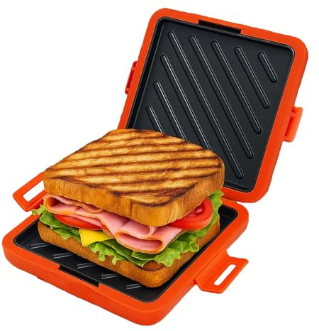 Microwave Toastie Sandwich Maker, Sandwich Toast Maker Press,Toast Panini Press,Dishwasher Safe,No Power Required,Travel-Friendly Sandwich Maker (Red)