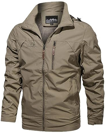 Antipioggia Uomo, Giacca Impermeabile Uomo, Cappotto Antipioggia Leggero Giacca a Guscio Traspirante E Antivento per Viaggiare Softshell All'aperto Giacca Antivento Men's Outerwear