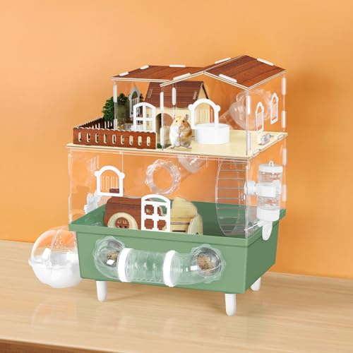 Acrylic Hamster Cage Clear Hamster Habitat with Running Wheel & Hideout
