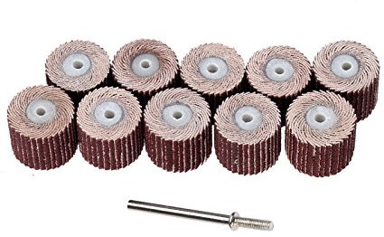 Dophee 10 Stück 15mm Schleifen Lamellenschleifrad Schmirgelpapier Flap Radscheibe mit 1 Mandrel 15mmx14mmx3mm