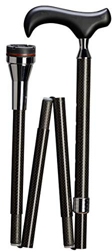 Stock-Fachmann® Gehstock Physio Faltstock Carbon 4-Fach Faltbar Größe 5-Fach Höhenverstellbar Von 85cm Bis 95cm Belastbar Bis 110kg Reisestock Für Damen Herren Senioren