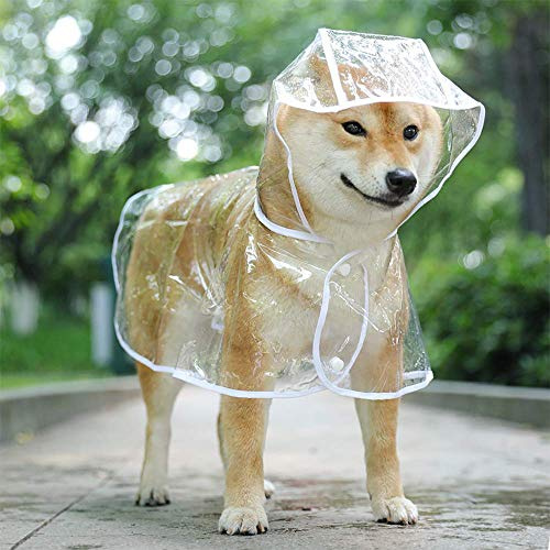 KoKoBin Abrigo impermeable para perros pequeños y gatos, con capucha, ajustable, en PVC, transparente y ultraligero