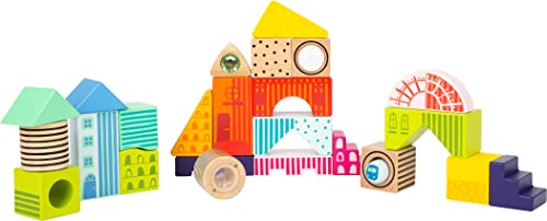 Small Foot 11748 Bausteine Fantasiewelt, 24 Bunte Holzbausteine zum Stapeln, Staunen und Entdecken, ab 12 Monaten Toys