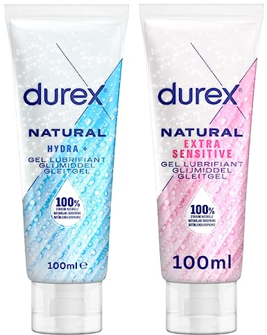 Durex Gels Lubrifiants Naturels - Lot de 2 Gels Sexuels 100ml (Extra Sensitive et Hydra +)