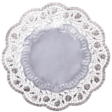 Demmler Tortendekoration/Tortenunterlage/Tortenspitzen - Rund ø 28cm - Farbe: Silber - ästhetische Unterlage für Torten und Kuchen - 100 Stück - Made in Germany