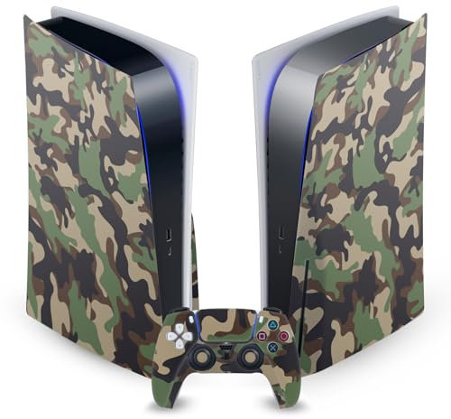 Head Case Designs Brown And Green Camo Camouflage Vinyl Faceplate Sticker Gaming Skin Decal Cover Compatible With Sony PlayStation 5 PS5 Disc Edition Console & DualSense Controller