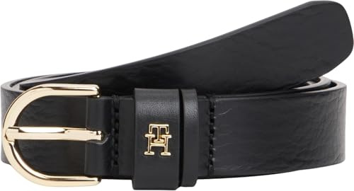 Tommy Hilfiger Donna Cintura Essential Effortless 2,5 cm Cintura in Pelle, Nero (Black), 80 cm