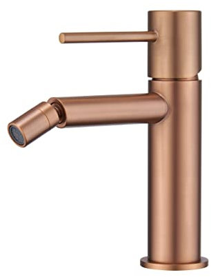 GALYON IMEX Grifo de Bidé Monomando Serie Monza - Grifo de Cuerpo de Latón con Cartucho Cerámico Ø26 mm TOP, Conexión Flexos 3/8”, Diseño Compacto para Baños Modernos (Oro Rosa Cepillado)