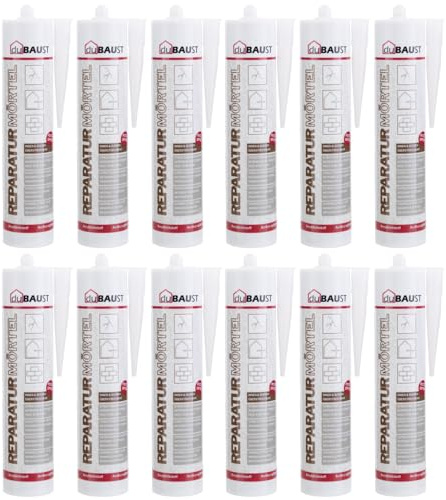 dubaust REP24 reparationsmortel fogmortel express cement murbruk inomhus utomhus 310 ml patron cementgrå (12)