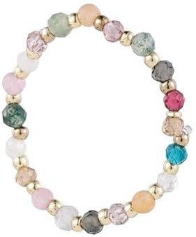 Boho Kristallperlen Stretch Ring Perlen Stapelring Edelstein Perlen Elastischer Fingerring Regenbogen Perlen elastischer Ring Handgefertigter Stapelring Schmuck für Frauen Geschenke (Stil:A)