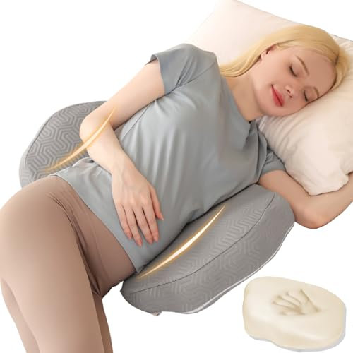 Chilling Home Schwangerschaftskissen zum Schlafen, Memory Foam Schwangerschaftskissen für Bauch, Rücken, Verstellbares und Tragbares Körperkissen für Seitenschläfer (Luftschichtbezug)