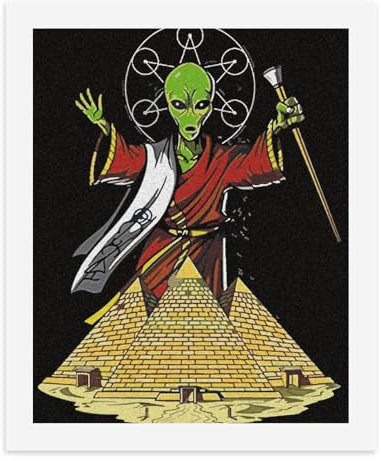 Peinture par numéros Pyramide extraterrestre Méditation Impression d'art numérique pour adultes Décoration murale unique Fantaisie Moderne Décoration d'intérieur Illustration 3D Sans cadre 40 x 50 cm