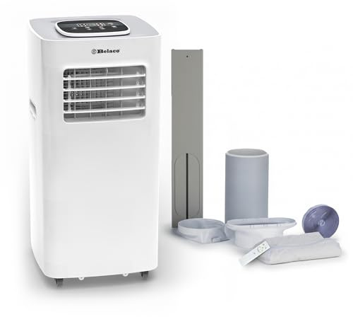 Belaco Air Conditioning Unit, Portable Air Conditioner 9000BTU 4-in1 Dehumidifier, Cooling Fan with 2 speeds, Digital & Remote Control, Dual window Kit, 24H timer, Air Conditioner for Home ACU-9000R1