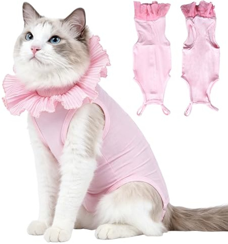 Nivofu Body de Récupération pour Chat Après Stérilisation, Vêtement Respirant et Doux Anti-Léchage, Tour de Poitrine 33–40 cm