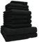 Betz 10-TLG. Handtuch-Set Premium 100% Baumwolle 2 Duschtücher 4 Handtücher 2 Gästetücher 2 Waschhandschuhe Farbe schwarz