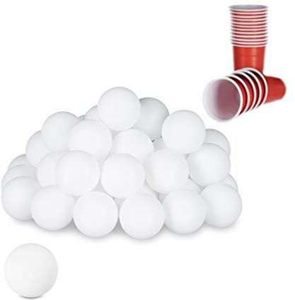 Relaxdays 96x Palline da Beer Pong, per Ping-Pong, Tennis da Tavolo, Senza Scritta, Diametro 38 mm, Bianco