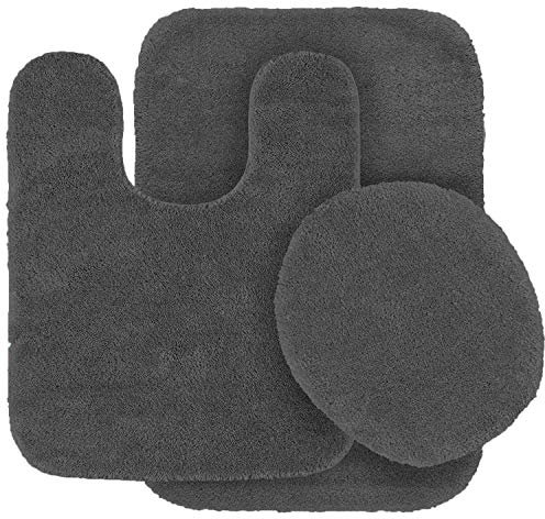 Kids Zone Home Linen Angela Badezimmerteppich-Set, rutschfest, weich, 3-teilig anthrazit
