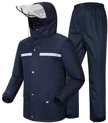 M GYEJIAQU Combinaison de Pluie Homme/Femme Imperméable Réfléchissante（L, Marine）