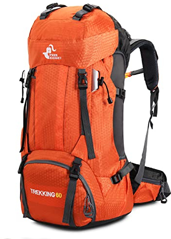 Bseash 60L Waterproof Hiking Camping Backpack with Rain Cover, Lightweight Outdoor Sport Travel Daypack Rucksack for Climbing Skiing