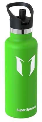 Sparrow Insulated Water Bottle Kids 500ml - FlipFlow Metal Water Bottles with Straw Lid - BPA Free - Leakproof Stainless Steel Flask for Sport, School, Outdoor, Travel