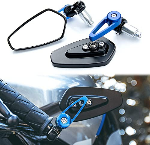 WTZMOTO Motorrad-Seitenspiegel, Lenkerendenspiegel für Dirt Quad Bike, 360° Einstellung Kompatibel mit Honda GROM MSX125 CB500F MSX125 CB500F Z125 Pro Z650 Z750 Z800 Z900 ER6N ER6N F (Blau)
