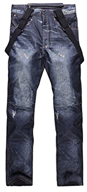 Pantalon de ski en jean pour homme, sports d'hiver imperméable à l'eau, taille extensible, pantalon chaud isolé, pour le ski, la randonnée, la neige, la marche en plein air