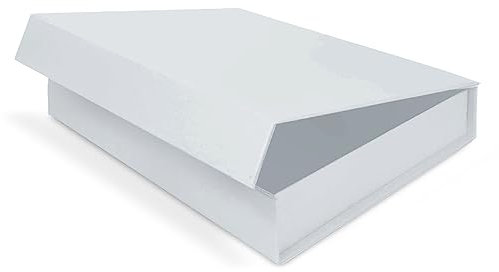 Verpackungswelt Geschenk-Box mit Deckel | 31 x 22 x 5 cm | Magnet-Verschluss | Hochzeit, Geburt, Weihnachten | Geschenk-Verpackung in Weiß