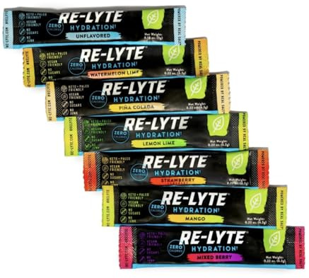 REDMOND Re-Lyte Relyte Electrolyte Hydration Drink Mix Variety Sample Pack (7 Stick Packs) (Sample Pack)