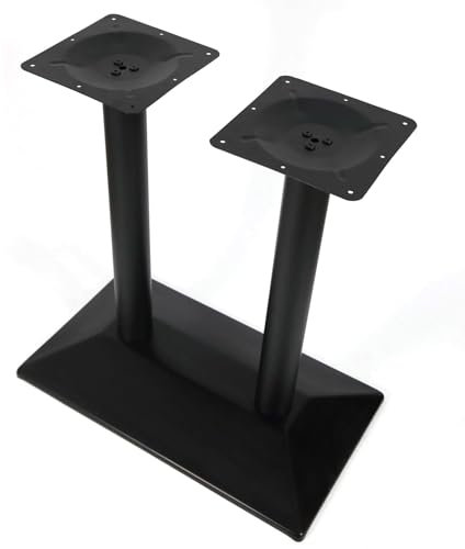 Bukeey 72cm Schwarz Tischbeine, mit Doppelt Säulen Stahl Untergestell Rechteckig Bodenplatte Tisch Tischgestell Stehtischgestell Tischgestell