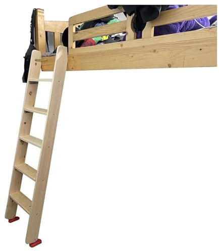 Våningssängstege/ersättningsstege, universell platsbesparande husbilsstege, loftsäng inomhus Trästege med krokfäste och halkskyddsfötter (storlek: 125 cm (49 tum))