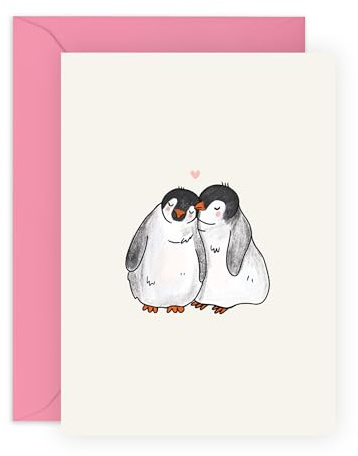 Central 23 Tarjeta aniversario de pingüino – Corazón – Tarjeta del día de San Valentín para novio novia – Dulces regalos románticos para él su marido esposa – Viene con pegatinas