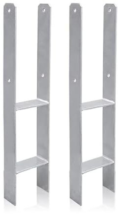2 Stück H Pfostenträger H-Anker, Pfostenanker Set in Rostfreier Stahl mit Beschichtung, Materialstärke 5mm, Pfostenträger für Carport Zaun Pfosten