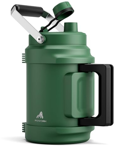 64oz Insulated Water Bottle for Outdoors: 2-in-1 Straw Spout Lid, Dual Handle, Leakproof, Keep Cold 48H, Half Gallon Stainless Steel Water Jug for Sports, Camping, Gym, Work, Beach, Fishing (Forest)
