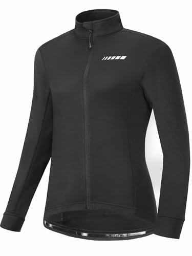 qualidyne Women's Thermal Cycling Jersey Long Sleeve Winter 3 Pockets Bike Fleece Jackets Windproof Biking Coat Cold Weather