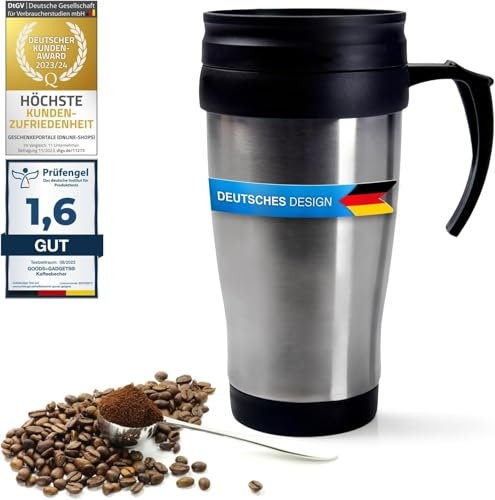 Coffee-2-go Thermobecher aus Edelstahl Trinkbecher Isotasse Isolierbecher Auslaufsicher Kaffeebecher Mehrweg-Becher Mug 400ml