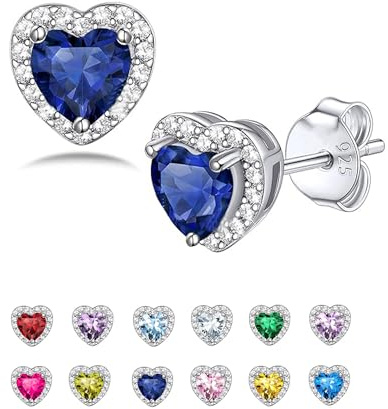 Seleneva Stud Earrings for Women Sterling Silver Birthstone Dainty earrings Crystal Zirconia Stud Earrings Birthday Christmas Valentine's Day Jewellery Gifts for Mum Sisters Girlfriend