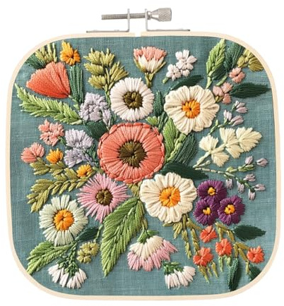 PATIKIL 1 Pièce Cercles à Broder Carré en Bambou, 16cm x 16cm Tambour à Broder Ajustable pour Point de Croix, Travaux d'Aiguille, Décoration Artisanale, Outil de Couture, Couleur Bambou