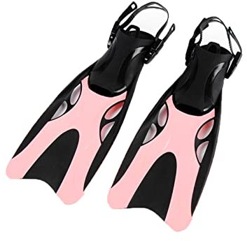 ETZRYSYB Flipper professionella dykfenor vuxna justerbara simskor silikon långa nedsänkbar snorkling fot monofena dykning flippers (rosa, L)