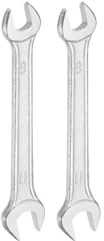 QUARKZMAN 2 Pezzi Chiave Doppia Estremità Aperta 9mm x 11mm Metrica Angolo Offset 15 Gradi Chiave Testa Piatta Piccola Chiave Aperta Zincata per Riparazione Auto Montaggio Mobili