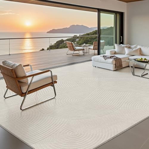 SHACOS Alfombra Salón Beige, Grande Alfombra Habitación Suave Antideslizante, Lavable Tapete Sala Decorativa Estilo Escandinavo para Sala, Dormitorio y Comedor Rug, 200 x 290 cm
